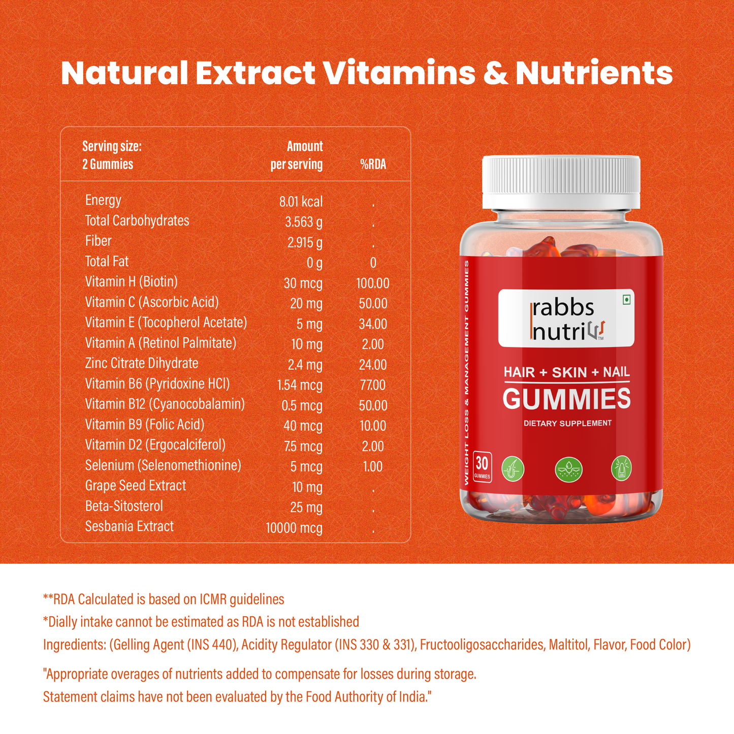 Gummies for Hair, Skin, Nail | 1 Solution for 3 Problems | 60 Gummies 37.47% Discount | Rabbs Nutri | COD avaialble