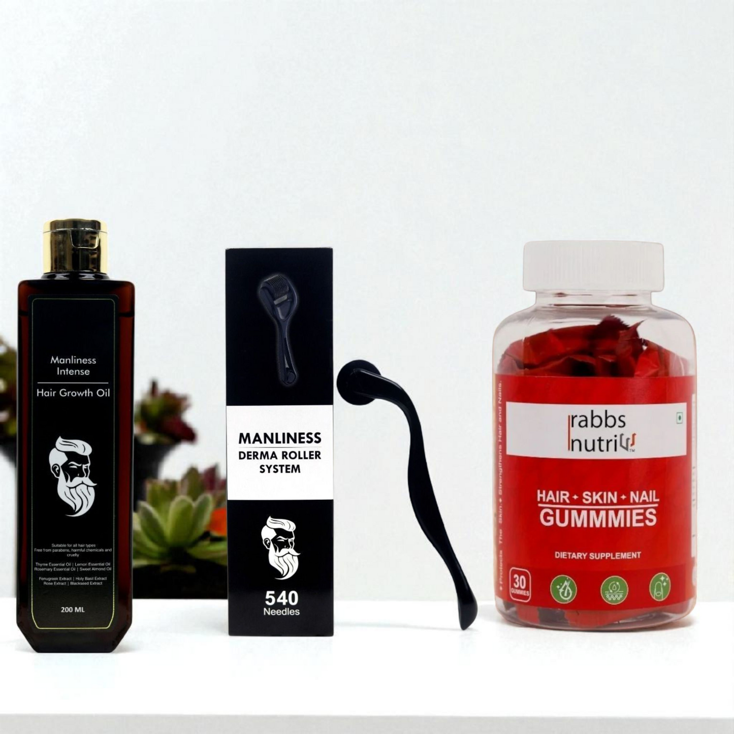 Manliness X Rabbs Nutri Hair and beard growth Combo (Pack of 6)