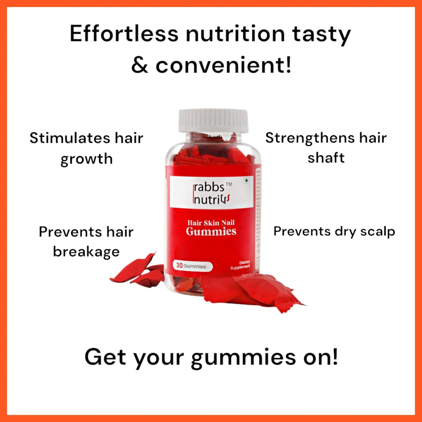 Rabbs Nutri Hair,Skin and Nails (30 Gummies) pack of 1 Supercharge Your Beauty and Health with Rabbs Nutri Hair,Skin and Nails Gummies - Rabbs Nutri