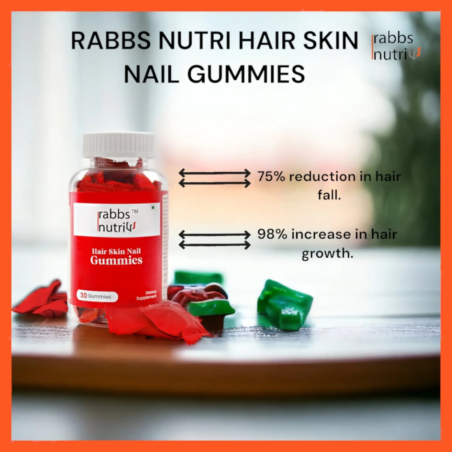 Rabbs Nutri Hair,Skin and Nails (30 Gummies) pack of 1 Supercharge Your Beauty and Health with Rabbs Nutri Hair,Skin and Nails Gummies - Rabbs Nutri